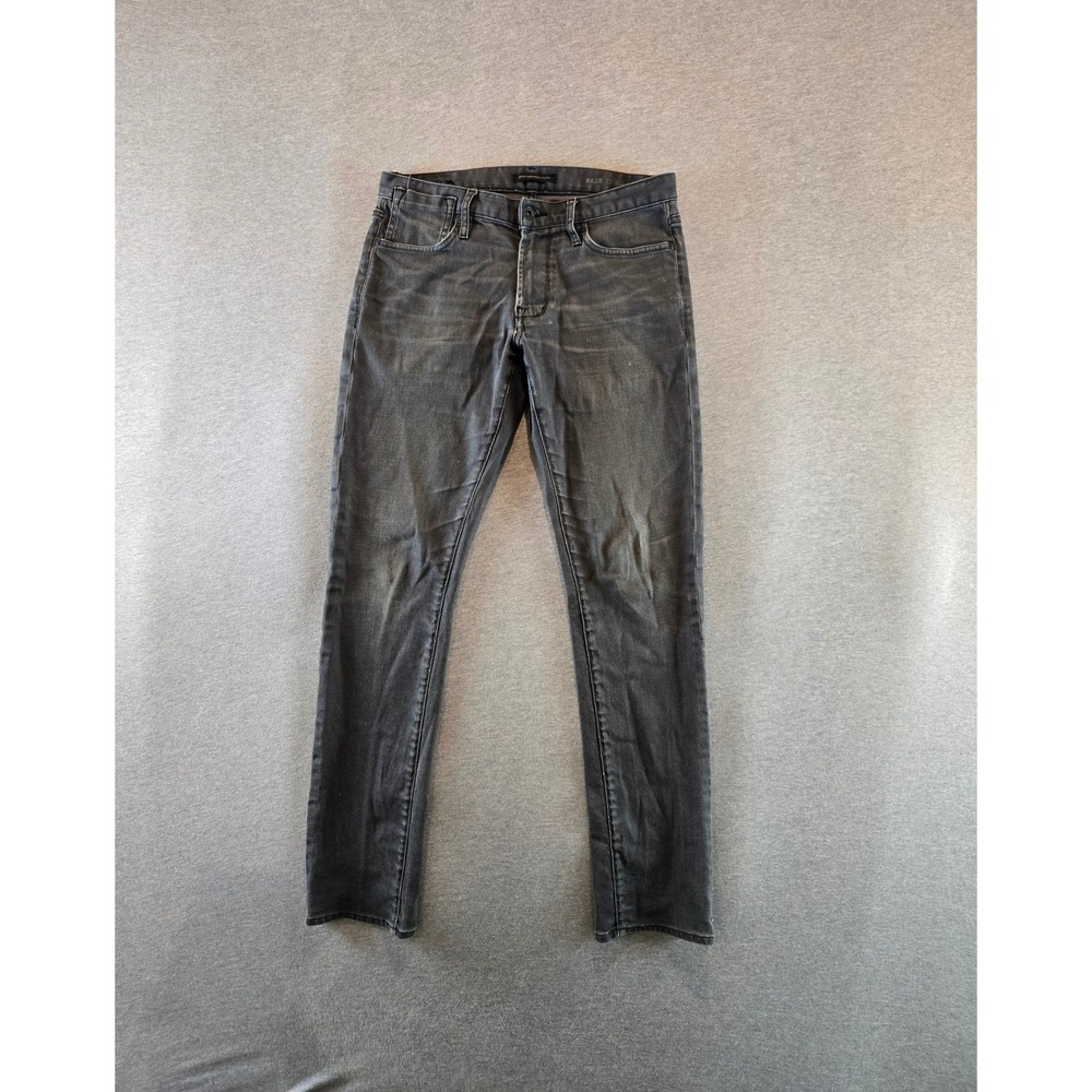 John Varvatos USA Bowery Jeans Mens 30 Black Slim Straight V-Stitch Made in USA